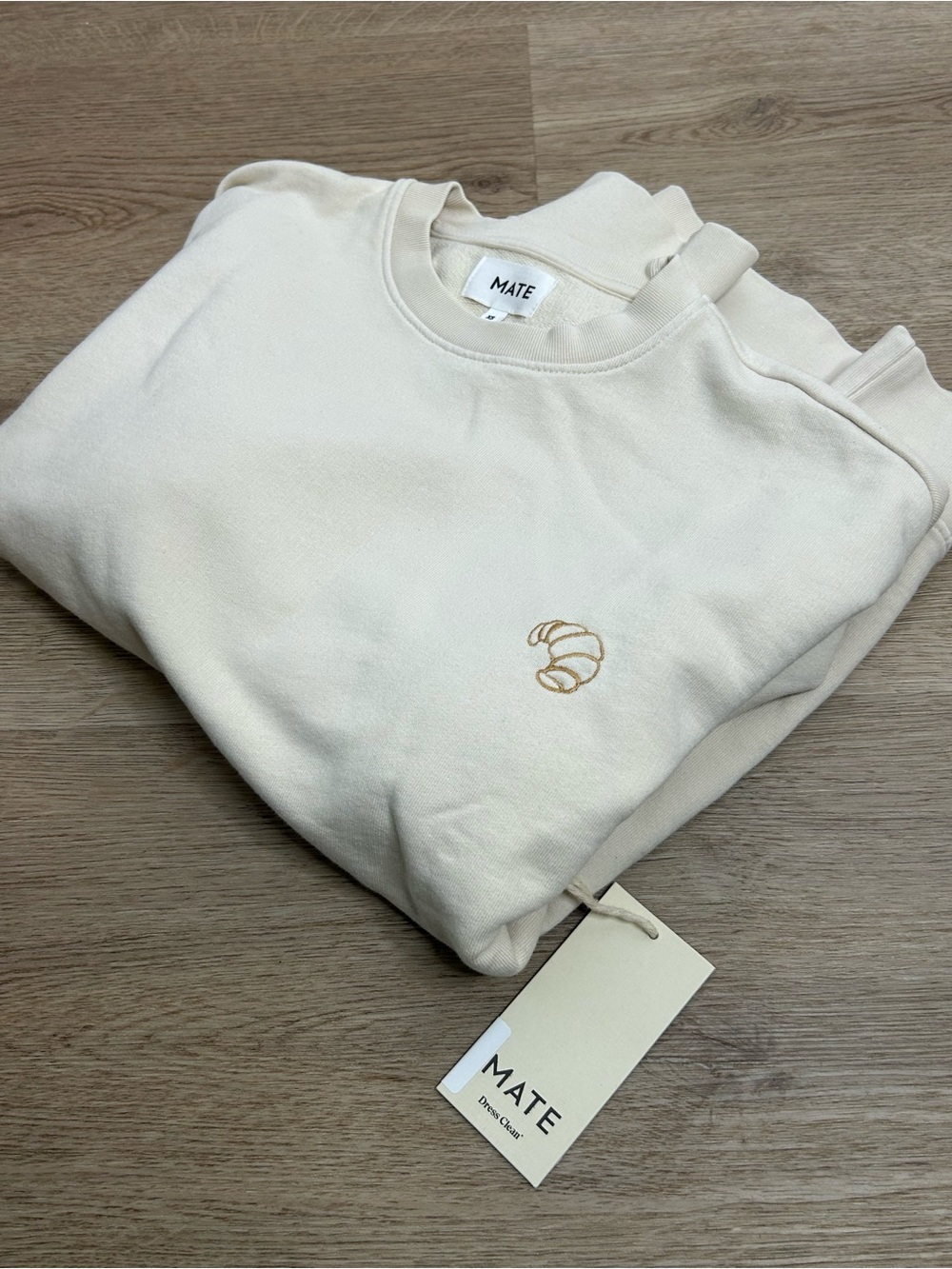 NWT MATE The Label 100% Organic Cotton Fleece Oversized Sweatshirt Croissant